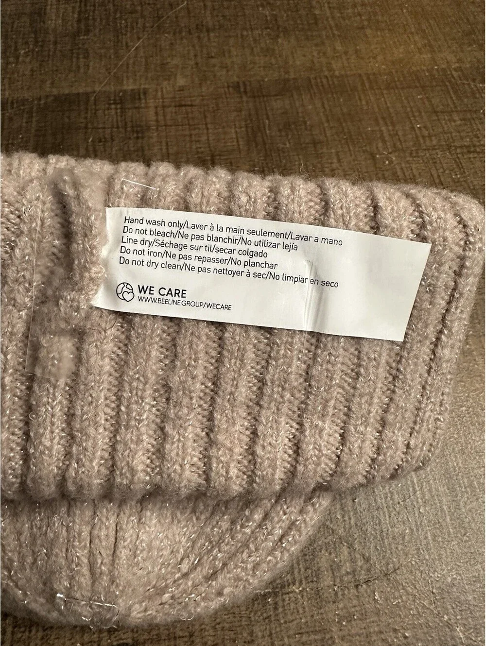 lam Blush Pink Knit Beanie Hat & Gloves Set Metallic Winter NWT One Size